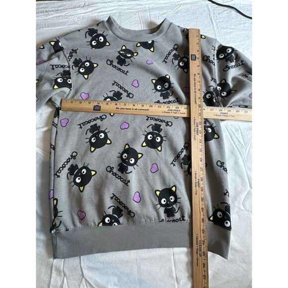 Sanrio Chococat Gray Sweatshirt XS Bioworld‎ Kawaii Hearts Cat Pullover HTF - Picture 5 of 8